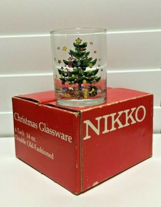 Nikko Christmastime Happy Holidays Set Of 4 Double Old Fashioned Glass 14 Oz