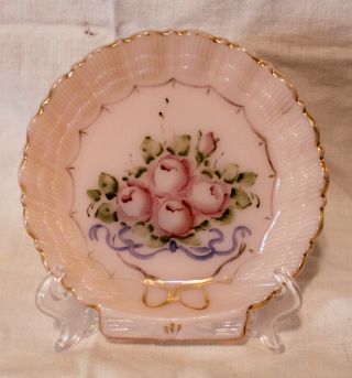 Crown Tuscan Shell 5 " Plate/dish Hand Painted Charleton Roses & Gold Cambridge