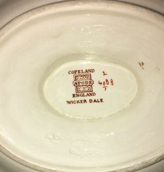 Copeland Spode England Wicker Dale Gravy Boat with Attached Underplate 4088 2