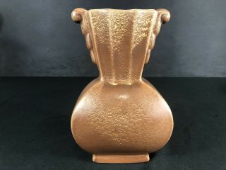 Vintage Red Wing Pottery Vase 774 Brown And Yellow 8 1/4” Art Deco Style