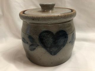 Vintage 1988 Rowe Pottery Salt Glazed Crock & Lid In