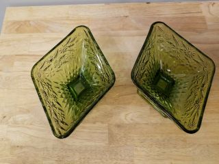 2 Antique Vintage Green Glass Candy Dishes 2