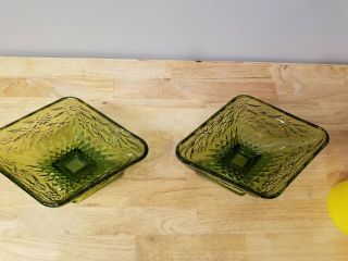 2 Antique Vintage Green Glass Candy Dishes 4