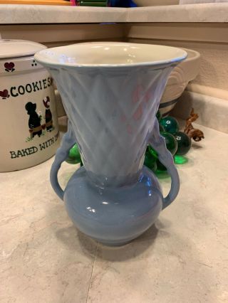 Abingdon Pottery Vase Powder Blue Quilted Design Handles.