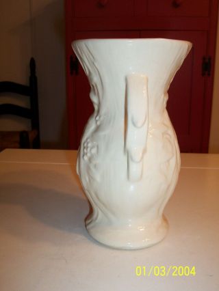 Vintage McCOY Pottery White Peacock Bird of Paradise Double Handles Vase EUC 2