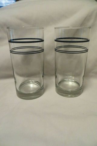 2 Corelle Classic Cafe,  Blue Rings/bands 16 Oz Glass Tumblers