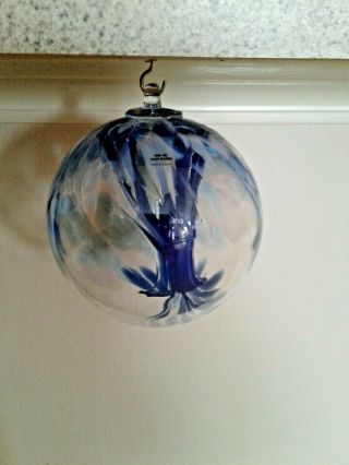 Hand Blown Art Glass Witch Ball,  Large,  6 ",  Cobalt,  