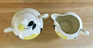 Vintage Southern Pottery Blue Ridge Creamer Sugar Bowl Set Colonial Sunny Yellow 2