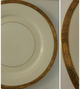Noritake Goldkin 5675 8 1/4 " Salad Plate Wide Gold And Black Band Cream & Wht