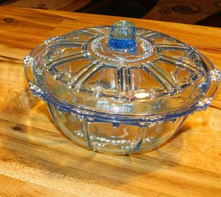 Vintage Aqua Sky Blue Depression Glass Candy Dish