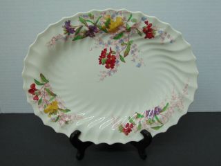 Vintage Copeland Spode " Fairy Dell " White Porcelain Oval Serving Platter Dish