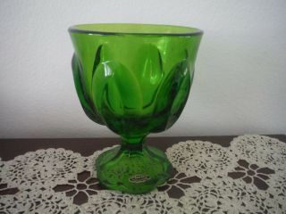 L.  E.  Smith Vintage Green Glass Tulip Candy Dish W/label