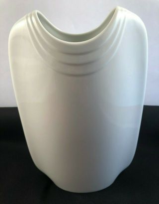 Vintage White Porcelain Art Deco Vase By Ak Kaiser W Germany - 9 1/4 " Tall