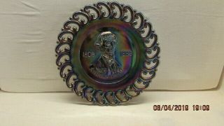 Amethyst Carnival Glass Plate Jefferson Davis By Le Smith Vtg 9 "