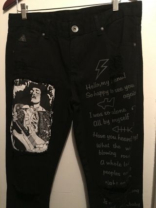 Jimi Hendrix Logo Black Slim Fit Denim Jeans - Originally $70 Value