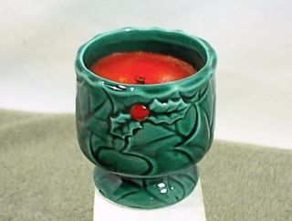 Lefton Candle Holder Green Holly Red Berry Egg Cup 4369 Red Candle Vintage