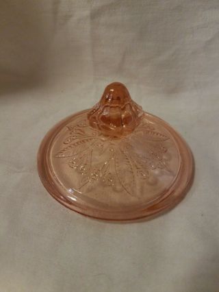 Jeannette Glass Pink Adam Sugar Bowl Or Candy Dish Cover Lid Only Replacement
