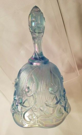 Fenton Blue Iridescent Opalescent Glass Bell Lily Of The Valley With Sticker