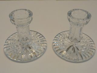 Waterford Crystal 3 3/4 " Single Light Candlestick Candle Holder Pair,  Signed