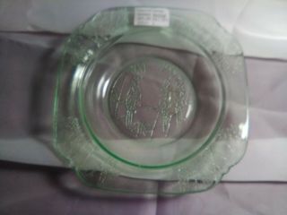 Parrot Green Bottom Butter Dish Uranium Vaseline Depression Glass