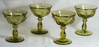 Set Of 4 Imperial Glass Old Williamsburg Sherbet/champagne Glasses Verde Green