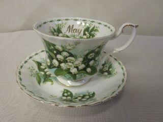 Royal Albert Flower Of The Month Series " May " Lily Of The Valley Teacup & Saucer