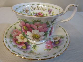 Royal Albert Flower Of The Month Series " October " Cosmos Teacup & Saucer