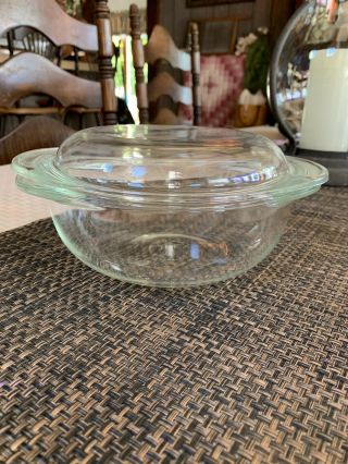 Vintage Pyrex Clear Glass 1 Quart Casserole Dish With Clear Glass Lid