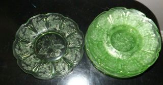 6 Vintage Jeanette Green Depression Glass Cherry Blossom Dishes 6 "