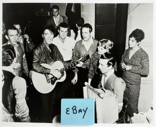 Elvis Presley - 8 X 10 Candid Photo - 1956 - Backstage With Band - B&w