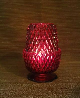 Indiana Glass Ruby Flash Diamond Point Fairy Glimmer Lamp
