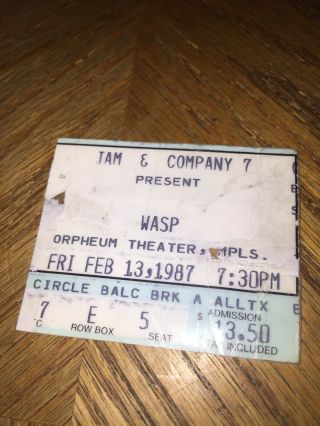Wasp Inside The Electric Circus Concert Ticket Stub 2/13/87 Minneapolis