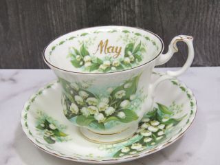 Royal Albert Cup & Saucer Flower Of The Month Series May Lily Of The Valley