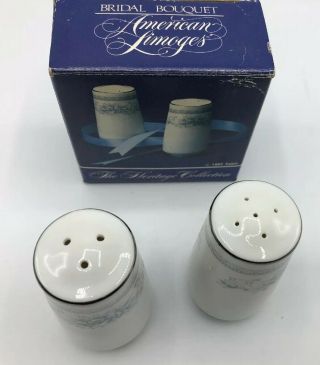 AMERICAN LIMOGES China Salem Heritage BRIDAL BOUQUET Salt & Pepper Shaker Set 2