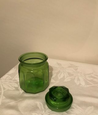Vintage Green L.  E.  Smith Glass Paneled Apothecary Jar Canister 2