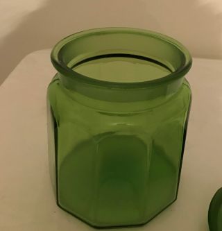 Vintage Green L.  E.  Smith Glass Paneled Apothecary Jar Canister 3