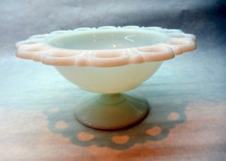 Vintage White Milk Glass Lace Edged Footed Candy / BonBon / Trinket Dish 2