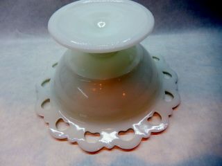 Vintage White Milk Glass Lace Edged Footed Candy / BonBon / Trinket Dish 4