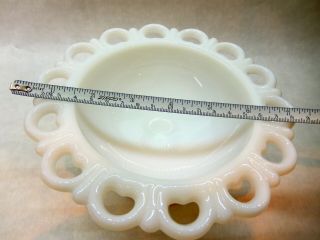 Vintage White Milk Glass Lace Edged Footed Candy / BonBon / Trinket Dish 5