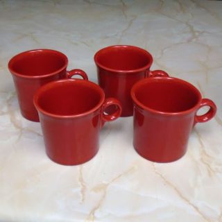 Set Of 4 Homer Laughlin Fiesta Coffee Mugs In Scarlet