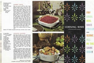 Vintage Corning Ware Cornflower Blue Folding Advertising Brochure W/ Recipes