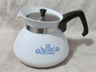 Vintage Corning Ware 6 Cup Blue Cornflower Tea Kettle P - 104