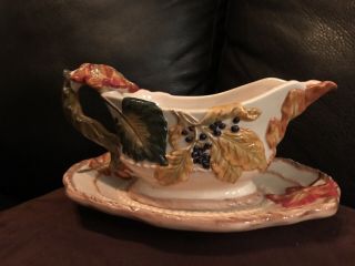 VINTAGE BICO CHINA Fall Leaves Gravy Boat and dish 2