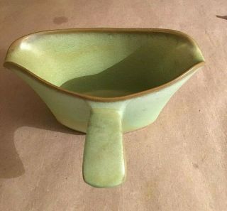 Vintage Frankoma Gs Pottery Gravy Bowl With Handle,  Green