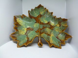 Van Briggle Colorado Springs Art Pottery Leaf Bonbon Dish.  Signed M.  Has 1 Chip.