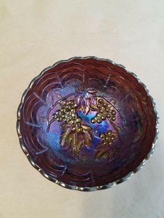 Electric Imperial Carnival Glass Imperial Grape Berry Bowl Amethyst 1
