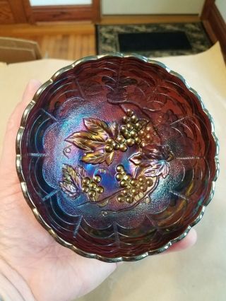 Electric Imperial Carnival Glass Imperial Grape Berry Bowl Amethyst 1 4