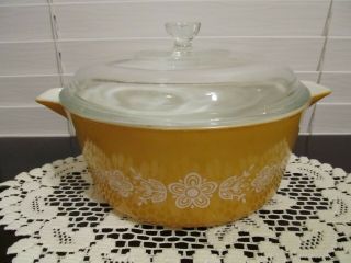 Rare Pyrex Corning Ware Casserole Dish With Lid 2 1/2 Qt.  456 - B Butterfly Gold