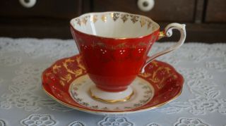 Vintage Royal Standard Red Tea Cup And Saucer Set,  England