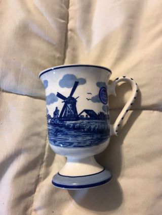 Vintage Holland Delfts Blauw Delft Blue Windmill Handled Cup Mug